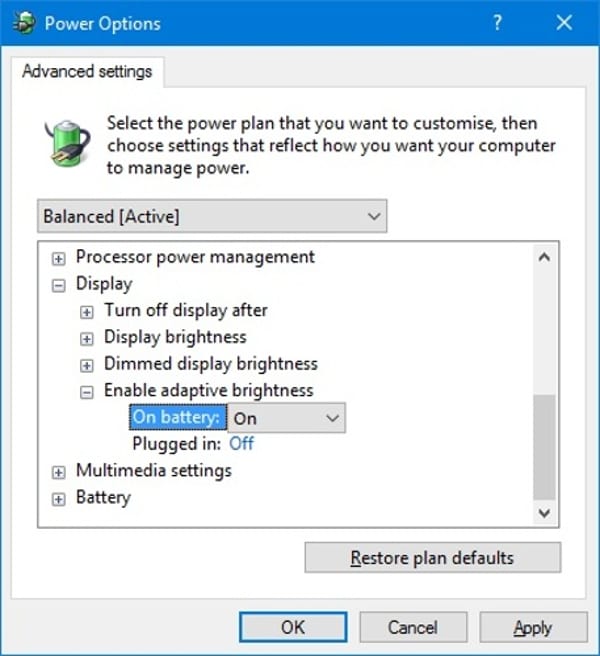 Sử dụng độ sáng thích ứng trong Windows 10